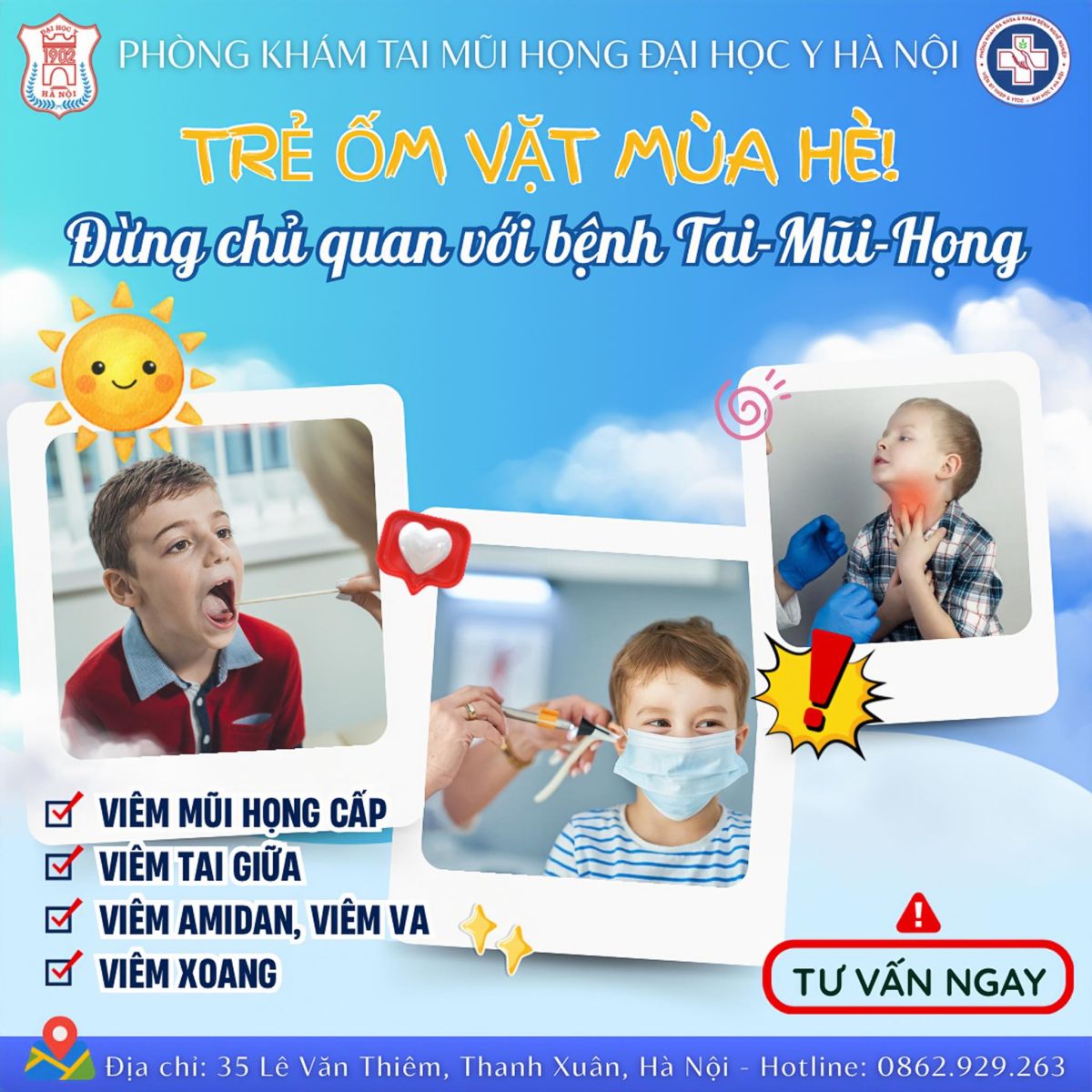MÙA HÈ – THỜI ĐIỂM CÁC BỆNH TAI MŨI HỌNG DỄ GIA TĂNG