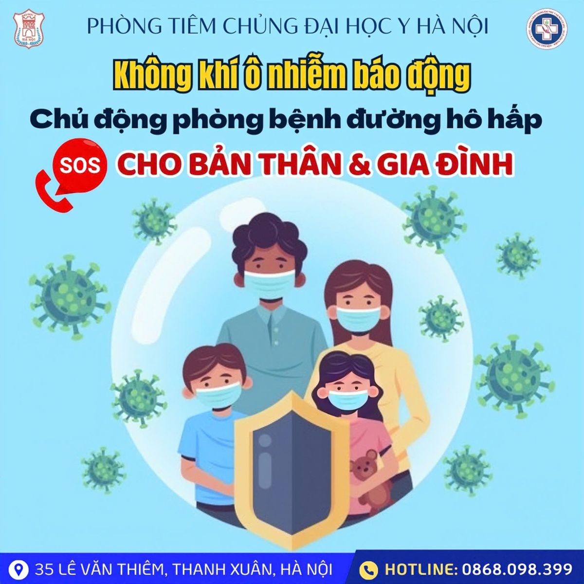 Không khí ô nhiễm báo động - Hãy chủ động tiêm phòng đường hô hấp để bảo vệ sức khỏe cho bản thân và gia đình!