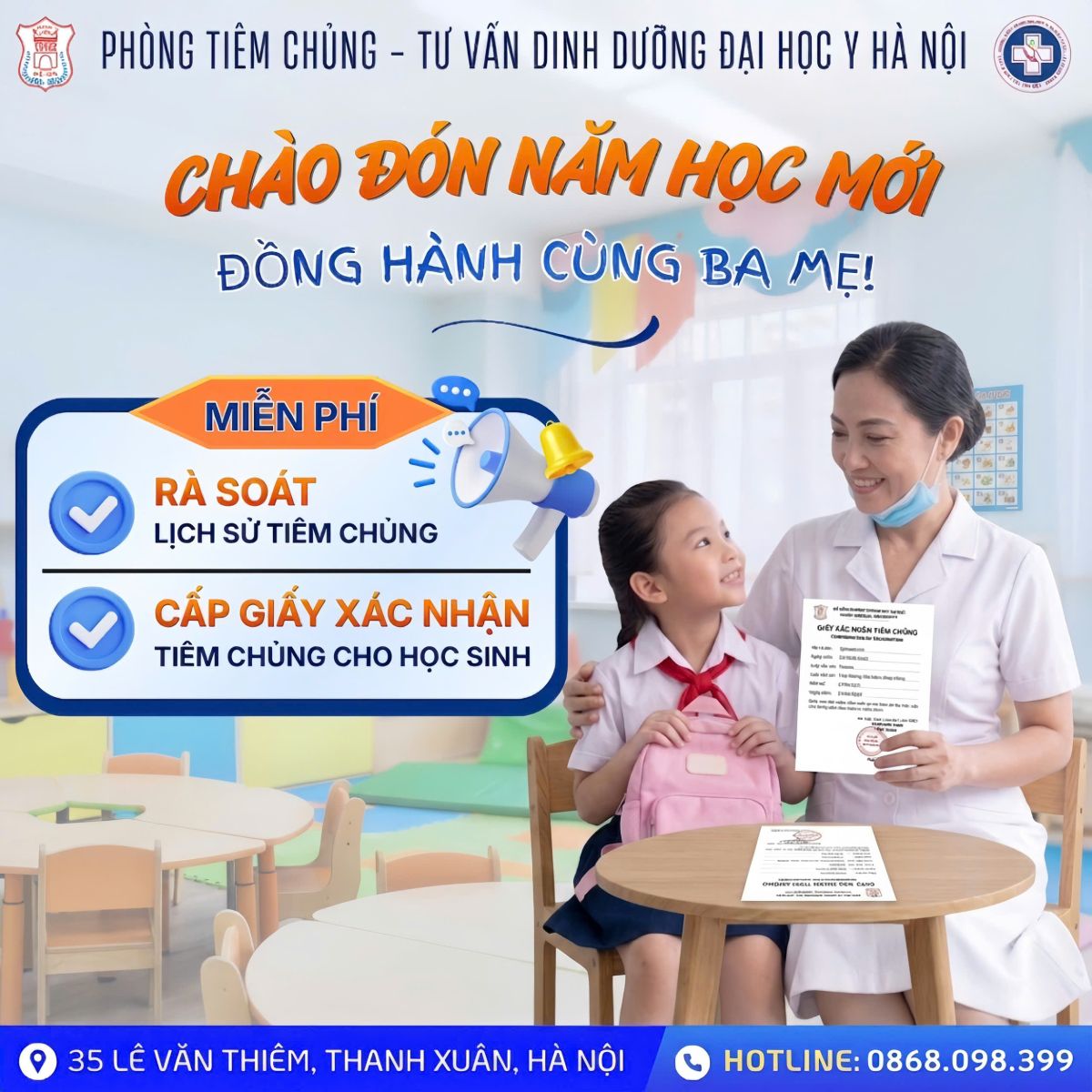 RÀ SOÁT LỊCH SỬ TIÊM CHỦNG, TIÊM ĐẦY ĐỦ CÁC VẮC XIN QUAN TRỌNG CHO TRẺ - CHÀO ĐÓN NĂM HỌC MỚI!