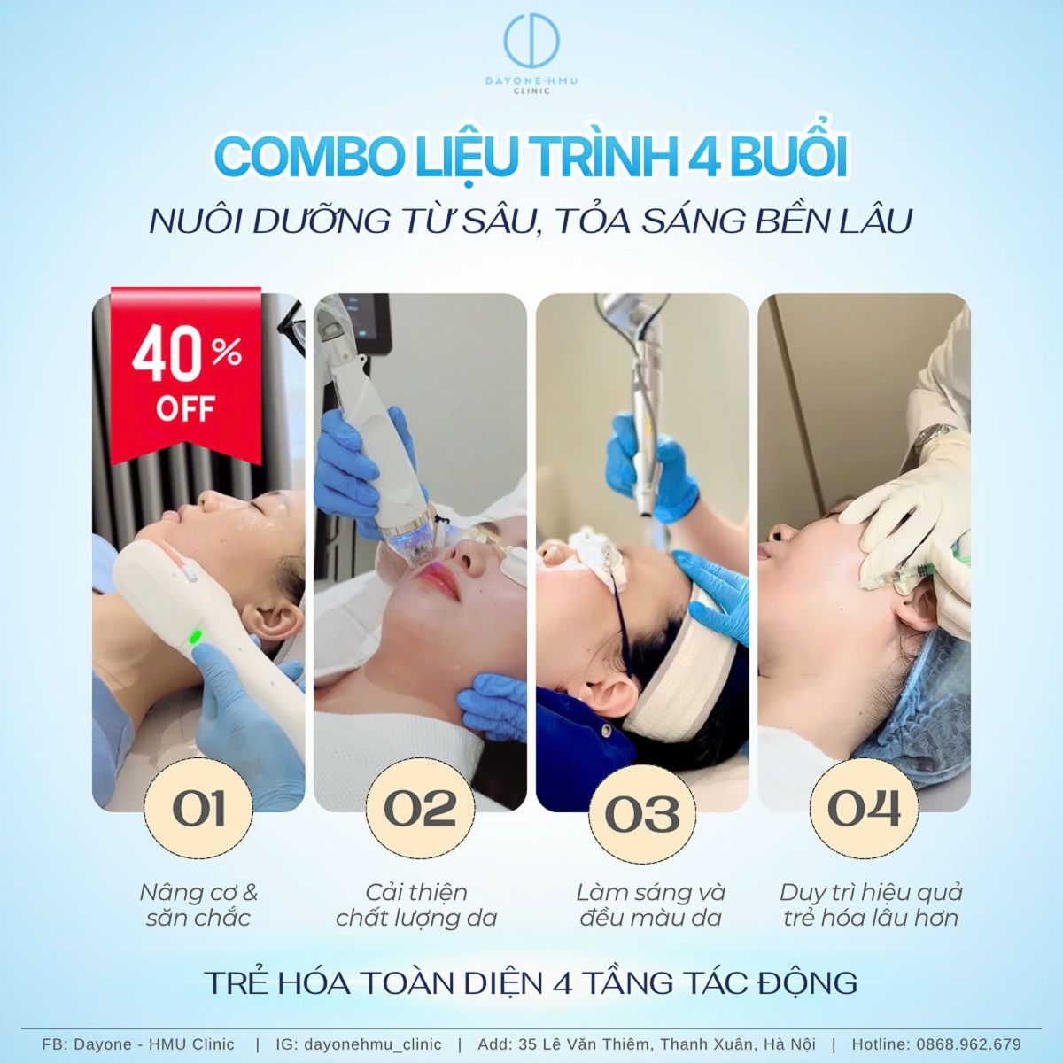 1 LIỆU TRÌNH – 4 CÔNG NGHỆ TRẺ HÓA DA TOÀN DIỆN